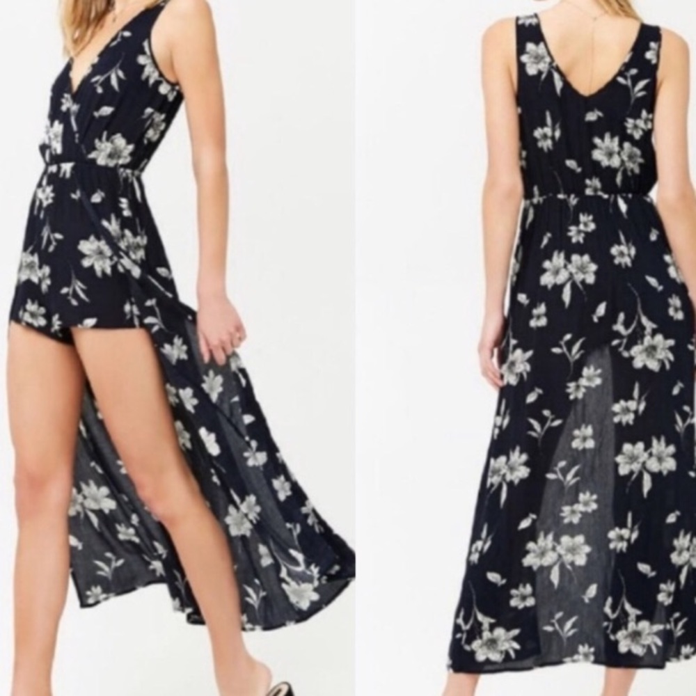 Navy blue & White floral print Dress/Romper